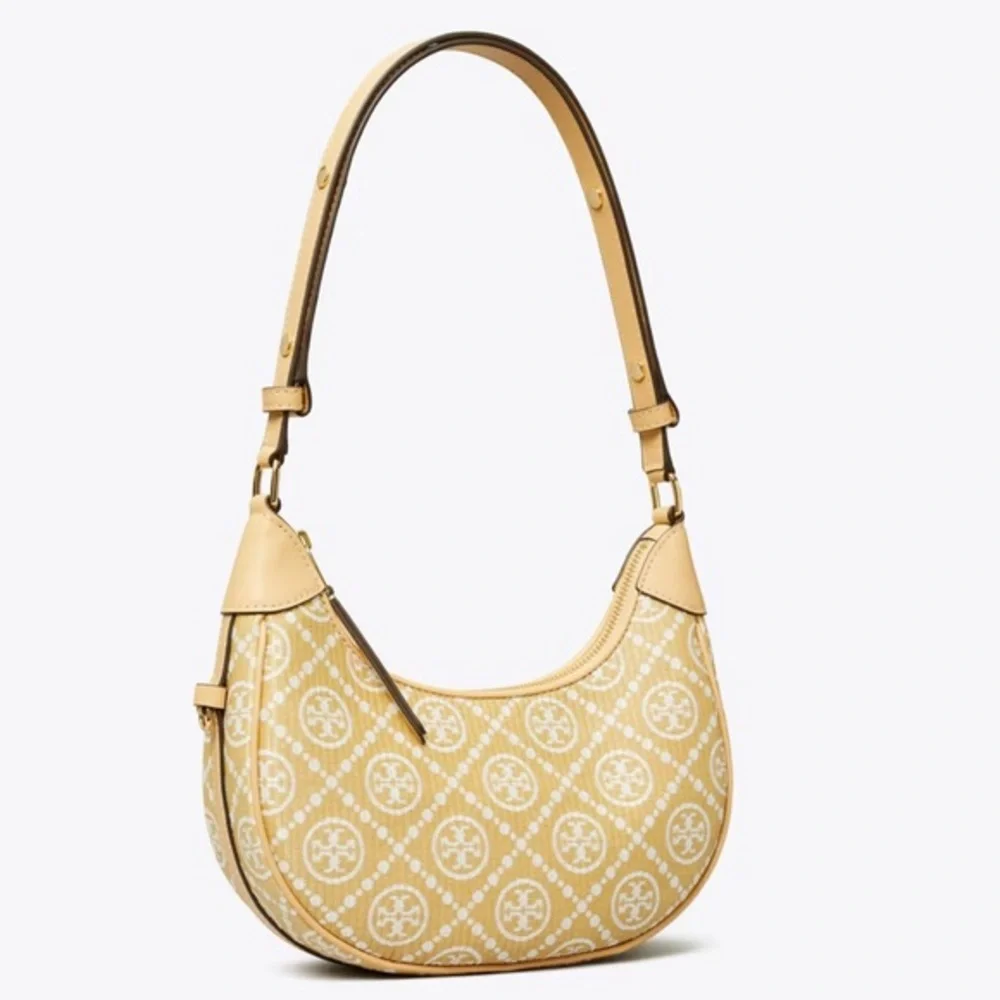 Tory Burch T MONOGRAM RAFFIA CRESCENT BAG